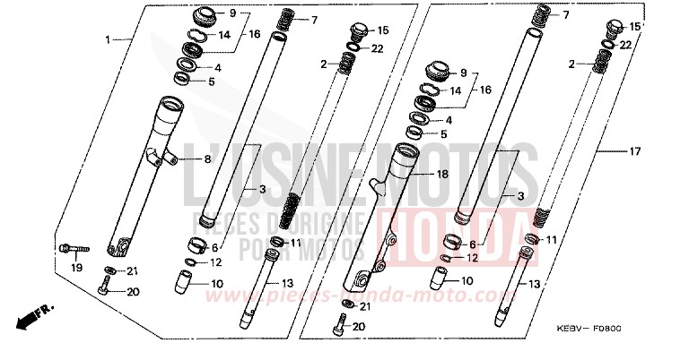 FOURCHETTE AVANT de CA125 REBEL BEAK YELLOW (Y132) de 1998